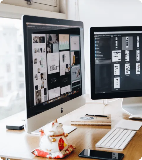 Data analytics visualization on a professional workspace